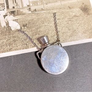 Vintage Silver Tone Perfume Scent Bottle Pendant